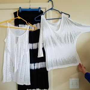 Bling maxi skirt with bling tank and v neck